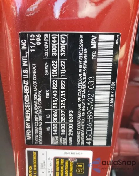 2016 Mercedes-Benz Gle Coupe 450 4Matic z USA, uszkodzony, nr VIN 4JGED6EB9GA021033